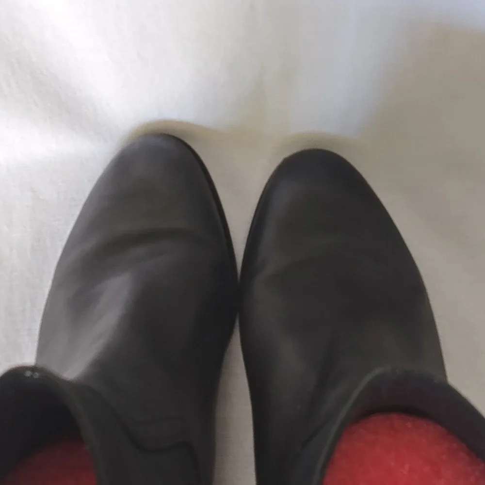 Coach Ankle Boots Womens‎ Black Leather Side Zip Low Block Heel Sample